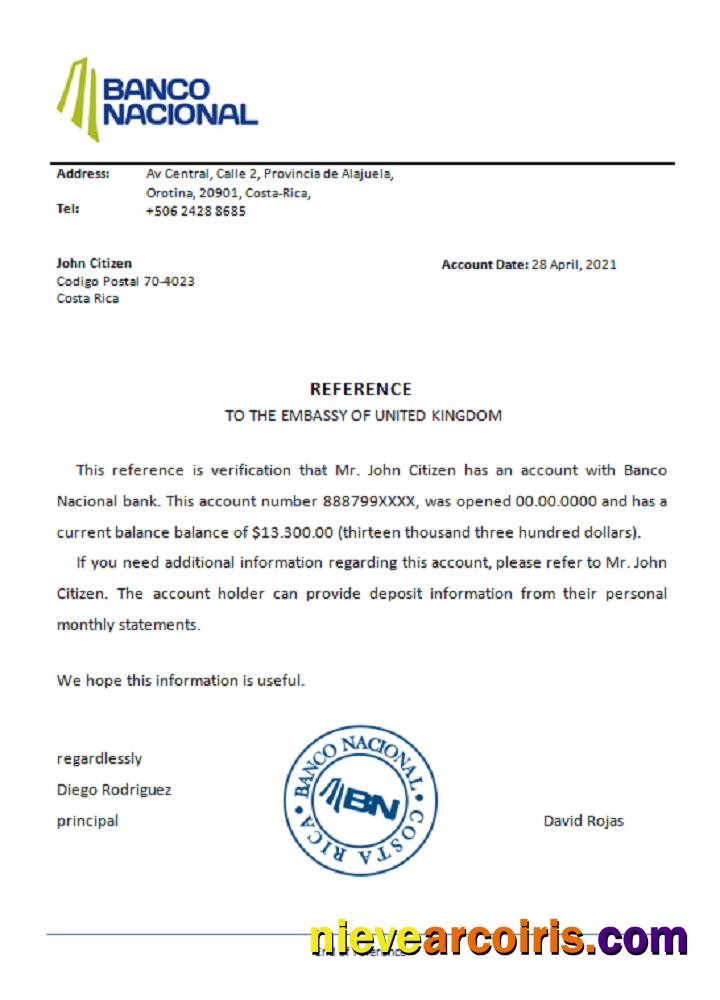 Costa Rica Banco Nacional reference